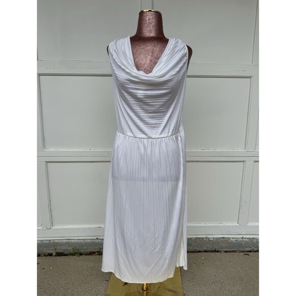 VTG Climax David Howard Dress Pleated White Marilyn Monroe LWD Grecian Goddess - Picture 1 of 5